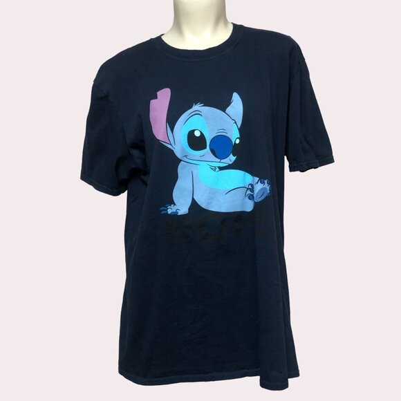 DISNEY Stitch Navy Graphic T-Shirt Unisex Size Large - Picture 1 of 8